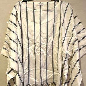 High End White and Blue Poncho/One size fits all/Brunello Cucinelli